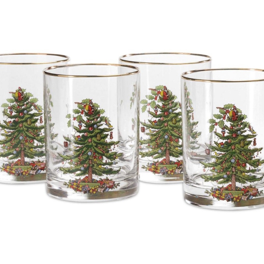 Spode Christmas Tree Double Old Fashioned Tumbler Set 4pce